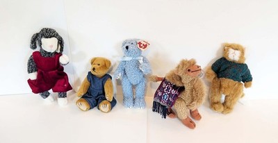 5 Ty Attic Treasures 1993 Lilly the Lamb Bear Camel Cat Plush Stuffed Animal Toy