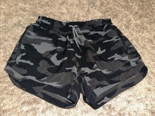 Athleta Girl Size Large 12 Athletic Lined 3 All Play Black Camo Shorts