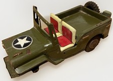 VTG 1950s Japan Tin Friction US Army Jeep For Parts Repair Litho Toy See Photos