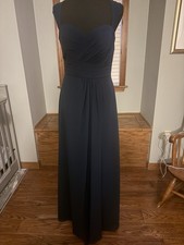 Bill Levkoff Sleeveless Bridesmaid Dress Navy Polyester Size 10