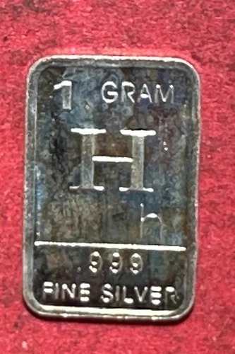 Vintage US "BIG H" .999 FINE SILVER 1 Gram! Old Bullion Mini Bar!
