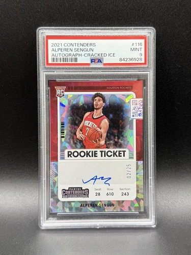 2021-22 Contenders Basketball Alperen Sengun Rookie Auto /25 Cracked Ice PSA 9