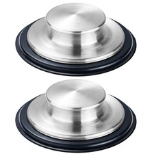 2PCS Kitchen Sink Stopper - Stainless Steel, Large Wide Rim 3.25" Dia, Silver