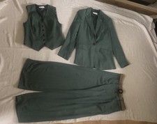 Trouser Suit 10 Wide Leg 3 Piece Green from Primark