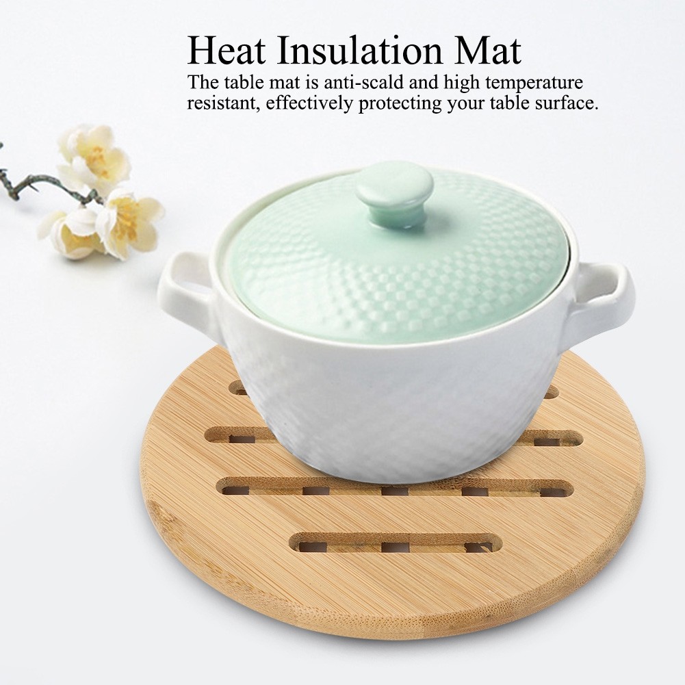 4Pcs Bamboo Table Mat Anti-Scald Non-Slip Bowl Cup Heat Insulation Pad For KRI✈️