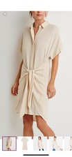Forever 21 Contemporary Beige Crepe woven front wrap mini shirt dress XS