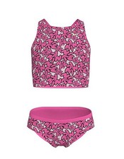Nike Girls Swim 2 Piece Set XL 18/20 Spiderback Top Mid Rise Hyper Pink NWT