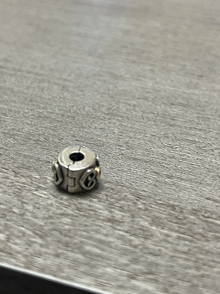 PANDORA Double Heart Scroll Two Tone 14ct Gold Silver Ruby Clip Charm #790382 2G - Image 4 of 4