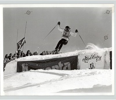 Spectators Watch SKIER in PARK CITY Winter Competitions UTAH 1981 Press Photo