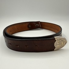 Vintage Crumine Leather Belt 41inch Silver Played Belt Tip