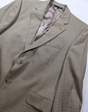 Jos. A. Bank Signature Gordon Blazer Sport Coat 43R Silk Wool Gold Houndstooth
