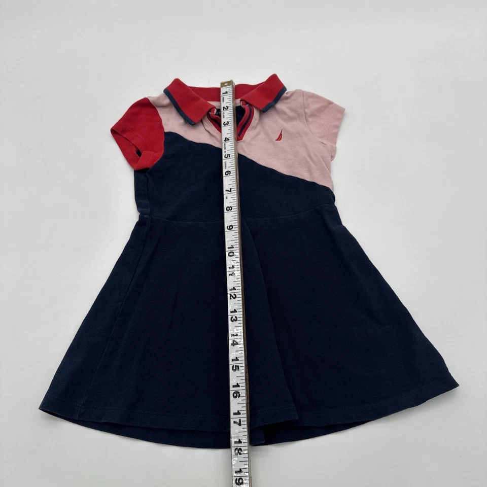 Vestido polo Nautica para niñas pequeñas talla 2T logotipo multicolor 100 % algodón. #37509 Foto 4 de 4