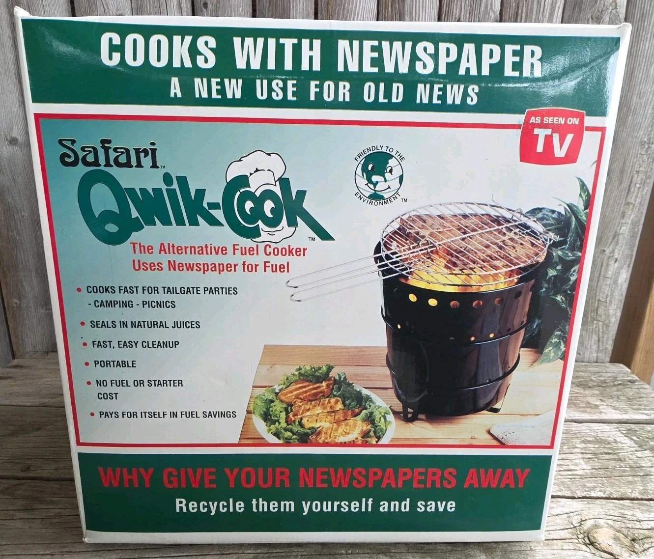 Vintage As Seen On TV Safari Qwik-Cook Grill Alternative Fuel Cooker NIB