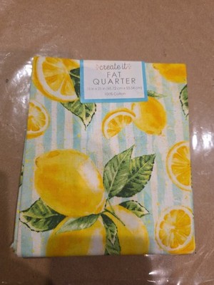 BRAND NEW CREATE IT 100% COTTON LEMONS PRECUT SEWING AND CRAFT FABRIC 18X21