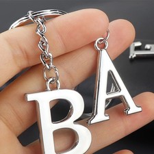 Silver Metal Letter Keychain Initial Charm Key Ring Women Gift Party Favor
