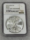 2016 Silver Eagle NGC MS70 ~~ Brown Label  ~~ No Spots (020)