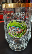Glas Krug Waben Pr&auml;gung mit Andenken Bild  Made in Italie mit Goldrand  0,5l TOP
