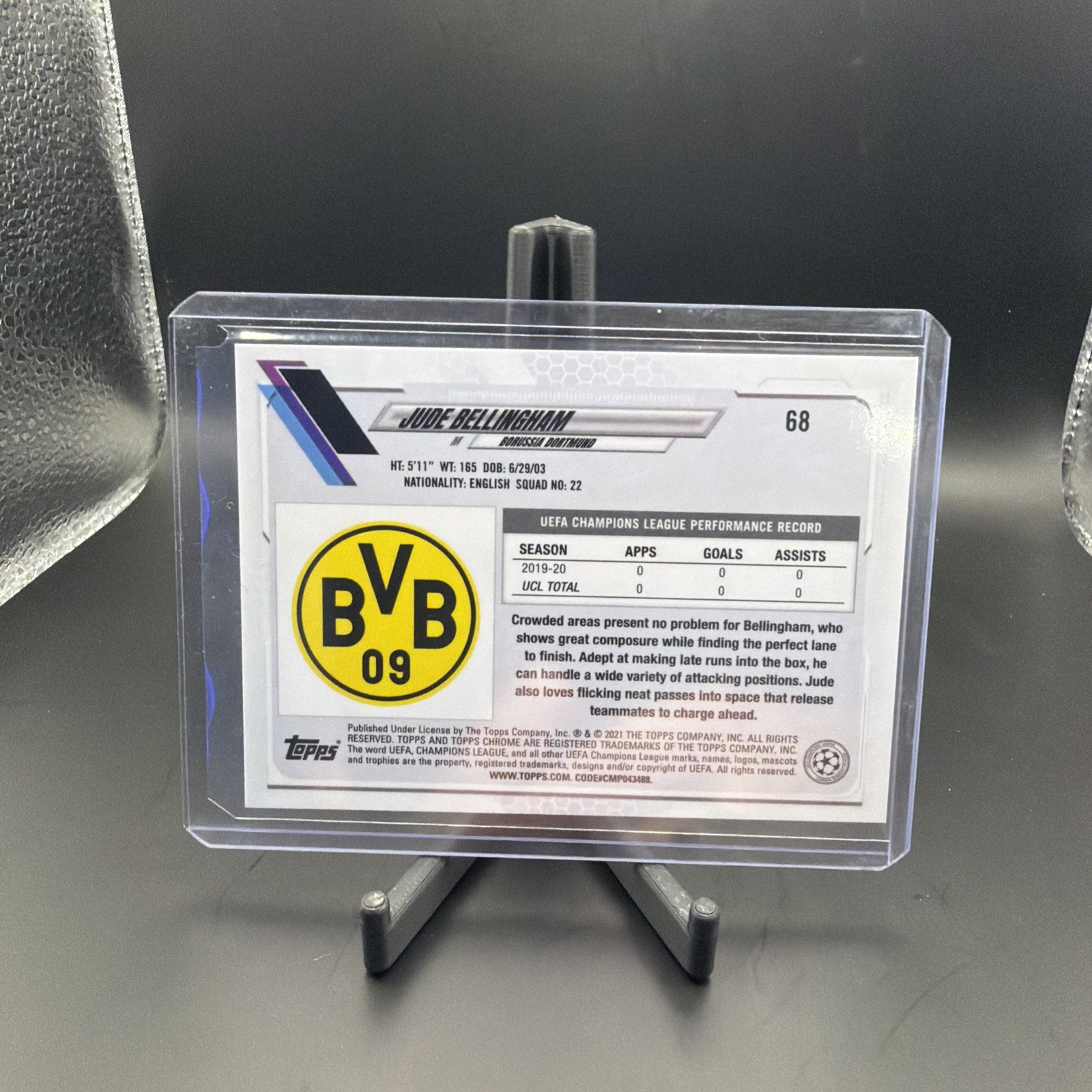 2020-21 Topps Chrome Uefa Champions League - Jude Bellingham #68 (RC) view 2