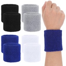 8 Pcs Wrist Sweat Bands Elastic Sports Wristbands for Basketball Tennis Outdoor