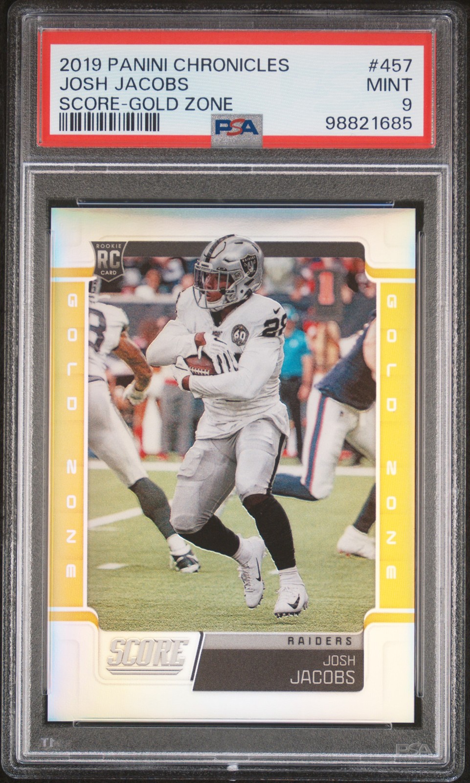 Josh Jacobs Panini Chronicles Score Update Rookies #457 Gold Zone