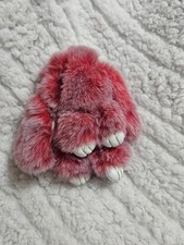 Plush Frosted Red Bunny Keychain Or Purse Charm 7" X 4"