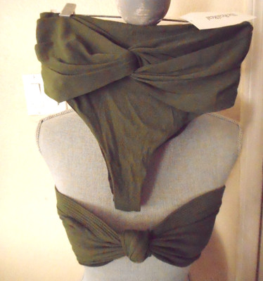 Johanna Ortiz M Strapless Baru Bikini Top + Pacha Mama Cheeky Bottoms Green
