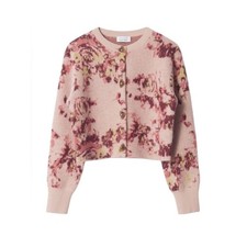 Other Stories Floral Jacquard Cardigan NWT Size Medium Mohair Wool Knit