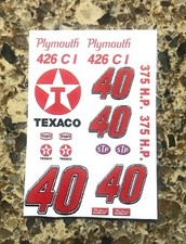 1/32 WHITE STROMBECKER Eldon PLYMOUTH Slot Car Waterslide DECAL SHEET 40 tex