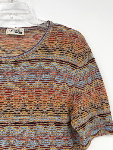 Vintage 80s~90s Missoni Sport Malerba Stretchy Knit T Shirt Unisex Top Large