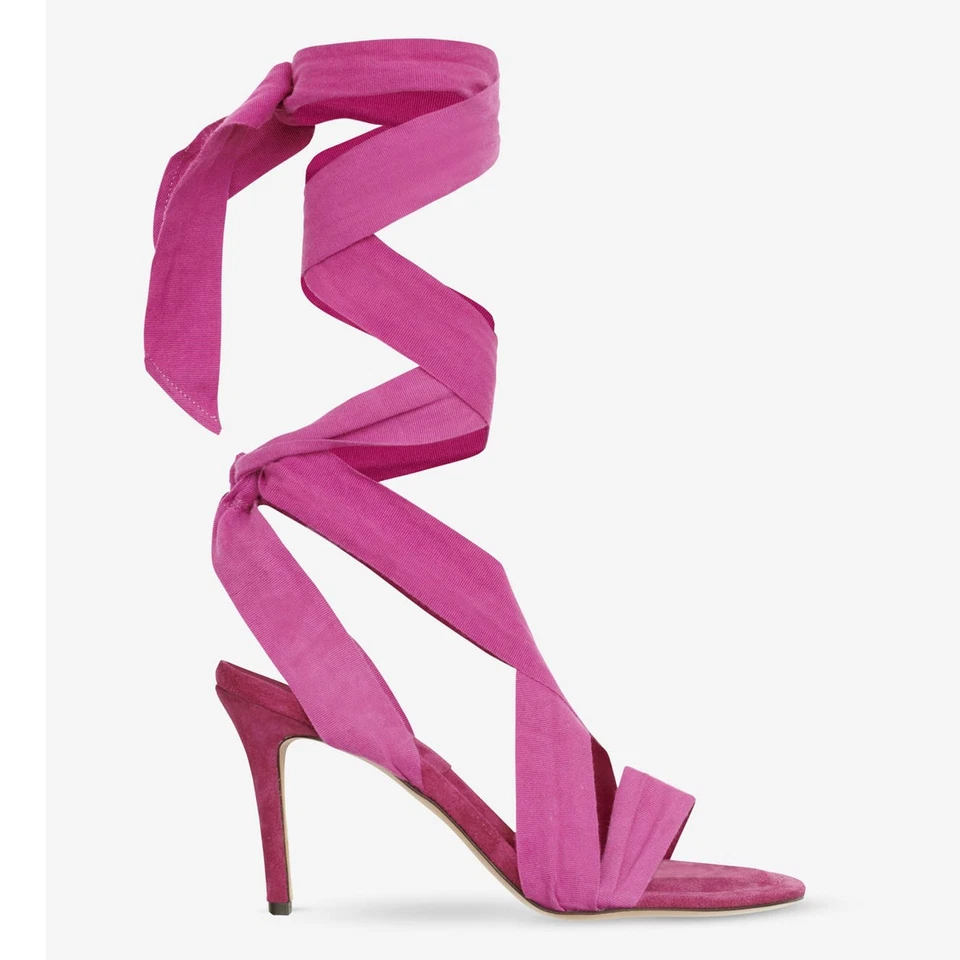 Isabel Marant Arieli Ankle Tie Sandals Pink Lace-up Stiletto Sz 40 / 9.5 US - Image 3 of 4