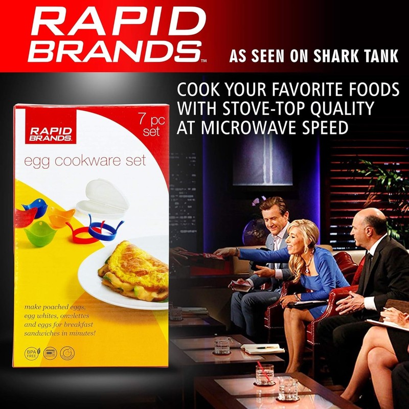 Rapid Brands 7pc Egg Cookware Set - Poached Eggs, Omelettes & Egg Sandwiches