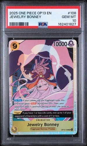 2025 ONE PIECE OP13-CARRYING ON HIS WILL #108 JEWELRY BONNEY PSA 10