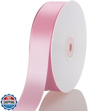 CUQIG 1 Inch Pink Ribbon, 50 Yards Craft Polyester Satin Ribbon Perfect for G