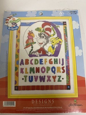 Dr Seuss Cross Stitch Sampler Kit Jim Henson Designs 2401 ABC s Cat in Hat New