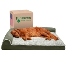 Furhaven Memory Foam Dog Bed for Large Dogs w/ Removable Bolsters & Washable Cov