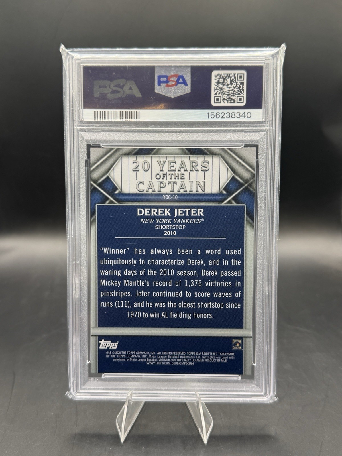 2020 Topps Update Derek Jeter 20 Years Of The Captain PSA 10 view 2
