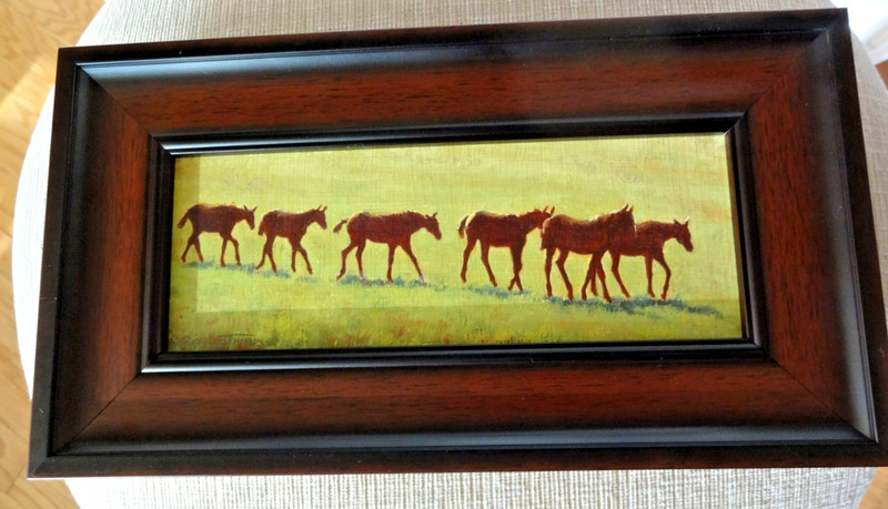 Painting Oil Original YEARLING PARADE Carol Lee Thompson -FRAMED 6.75" x 12"