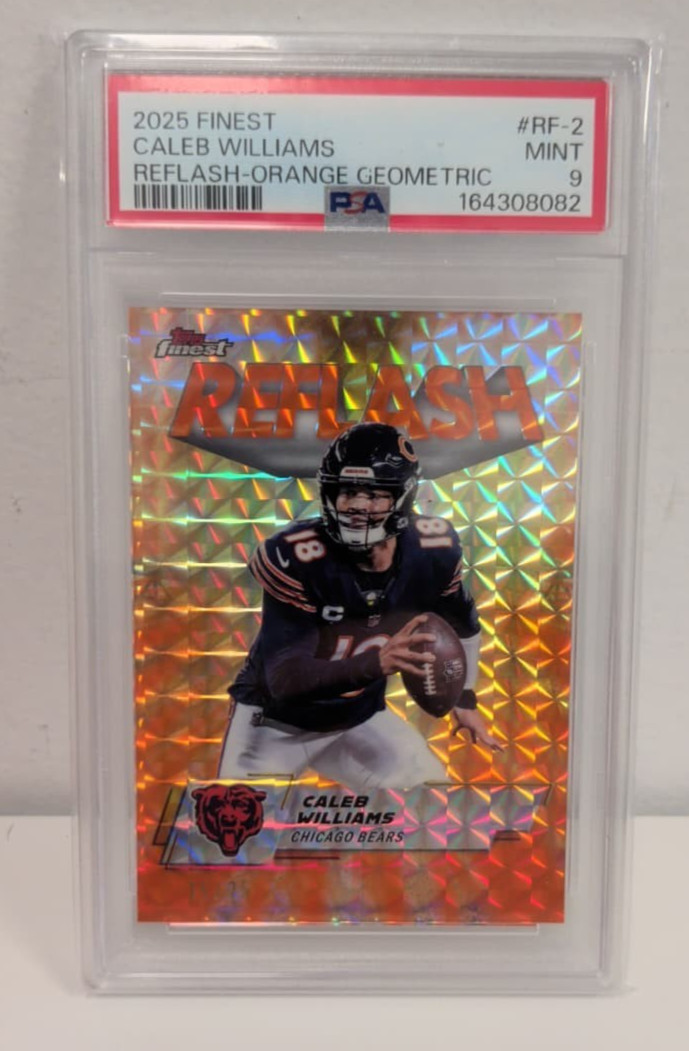 2025 TOPPS FINEST CALEB WILLIAMS REFLASH ORANGE GEOMETRIC #RF-2 BEARS - PSA 9
