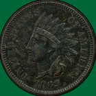 1869 Indian Head Cent Extremely Fine XF Coin, Corrosion #37162