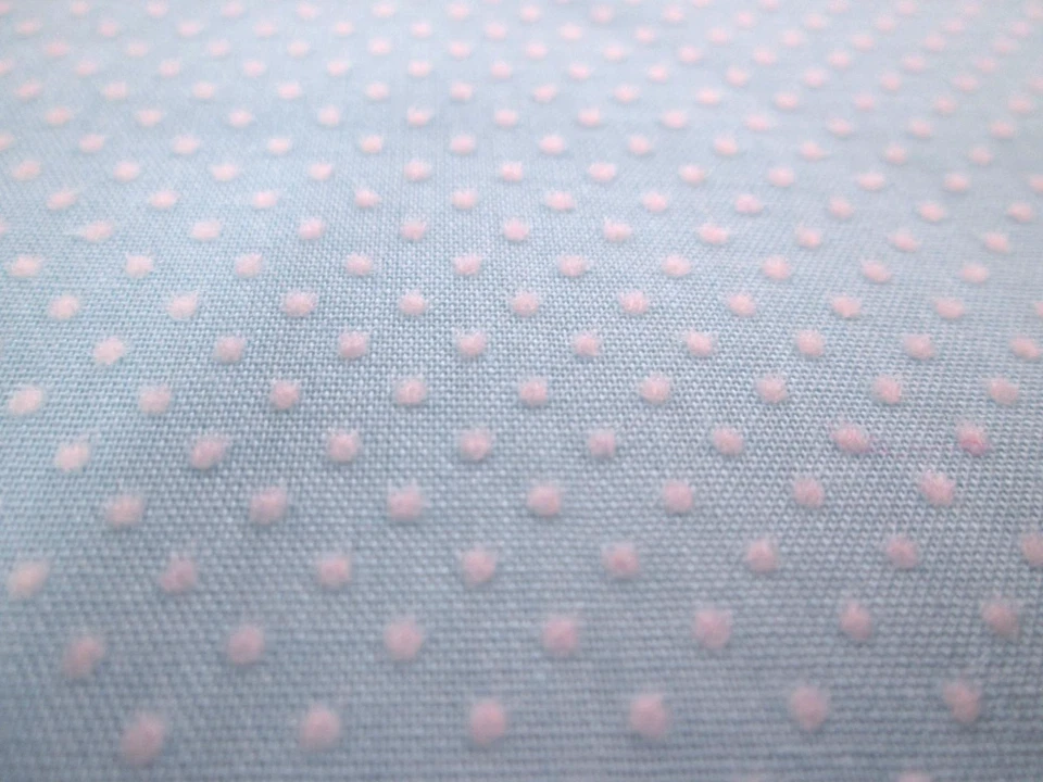 Винтажная светло-голубая флокированная белая ткань Swiss Dot ширина 2,5 ярда 44 дюйма одежда для кукол - Изображение 3 из 4
