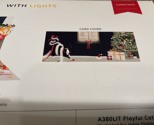 2 Pop Up 3D Christmas Greeting Cards w/light & Evps- Playful Cats/Holiday Lights - Picture 4 of 5