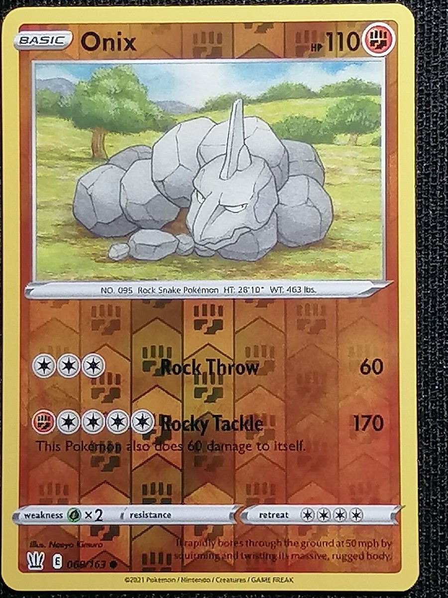 4x Onix - 068/163 - Common - Reverse Holo NM-Mint Pokemon SWSH05 - Battle  Styles