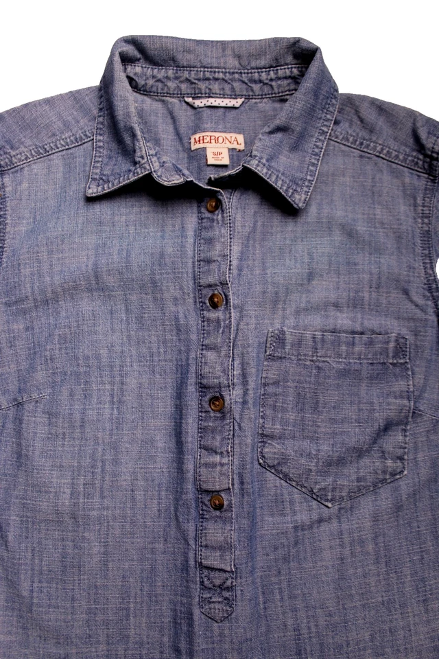 MERONA ТУНИКА блузка женский размер S выцветший синий джинсовой ткани длинным рукавом легкий - Изображение 2 из 4