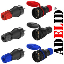 Schuko Stecker 230V / 16A Kupplung Gummi Strom Schutzkontakt IP54 Außenbereich