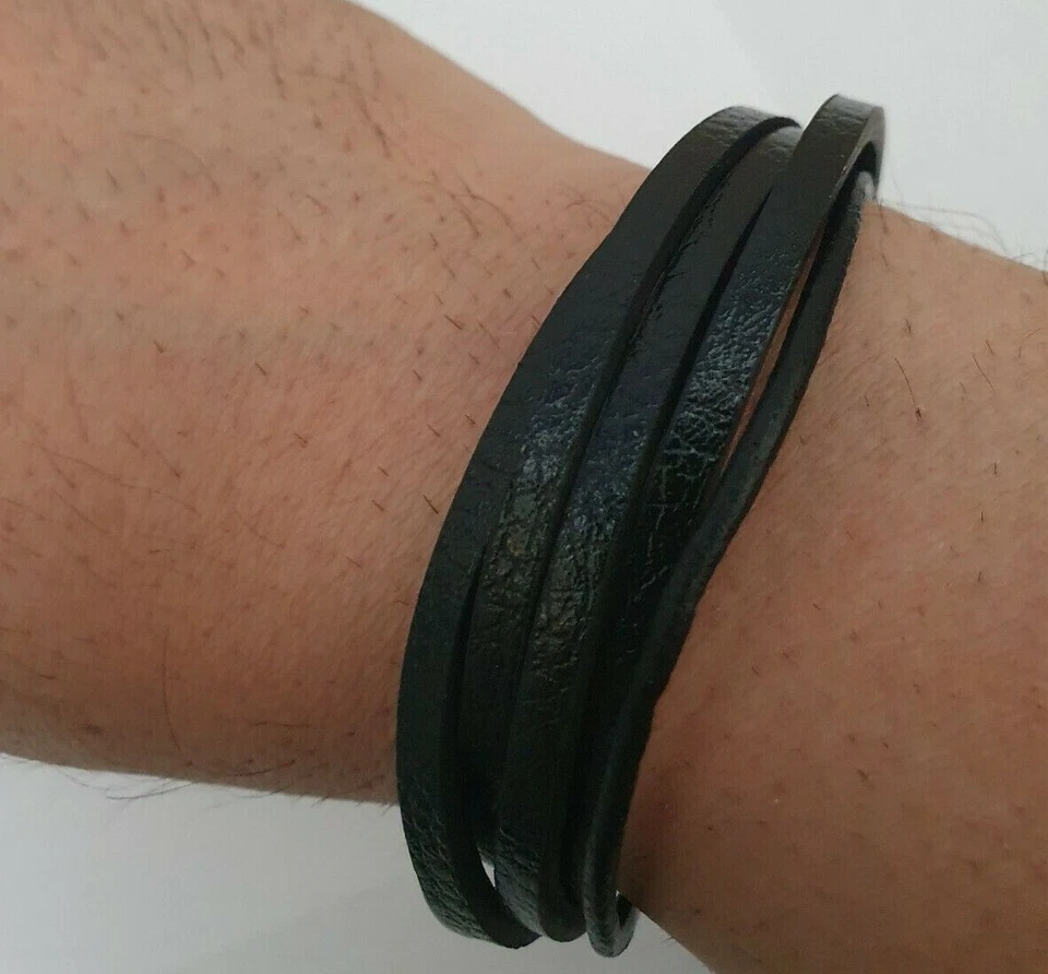 Men's Bracelet ANA Collection  Fashion Jewelry Classic Black Multi Layer  Double - Image 2 of 3