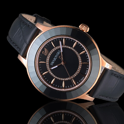 Swarovski Black and Rose Gold Women\'s Watch Swarovski Cosmopolitan Black Dial Rose Gold Steel Strap  main image 4