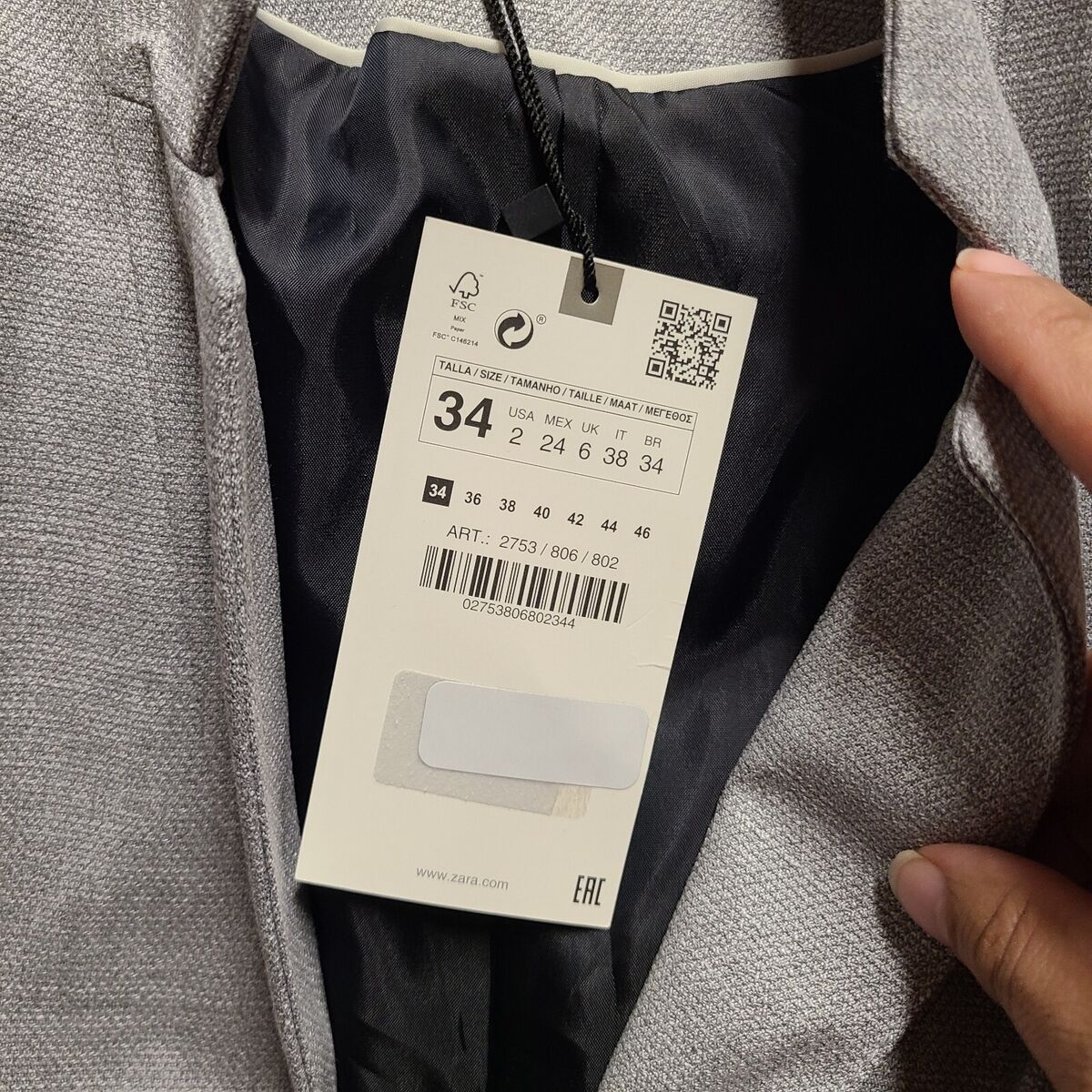 ZARA BASIC BLAZER GRAY SIZE 2 | 2753/806 | eBay ZARA BASIC BLAZER GRAY SIZE 2 | 2753/806 | eBay