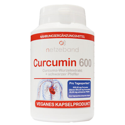 Curcumin 600mg aus Kurkuma Extrakt - 100 Curcuma vegane Kapseln Hochdosiert 