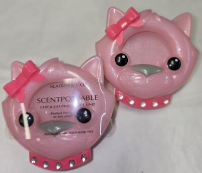 2 Bath & Body Works Scentportable Visor Clips Fragrance Holder Pink Cat  
