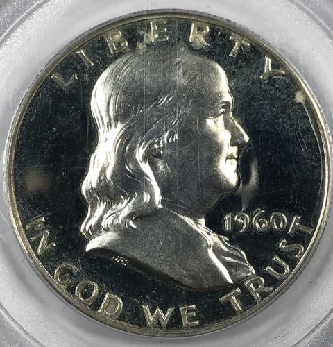 1960 Franklin 50c Half. PCGS PR67 D Cam. Depp Cameo. Scarce.